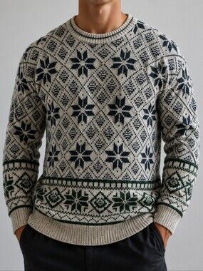 Mens Vintage jantzen crewneck sweater Nordic size L Large 100% cotton